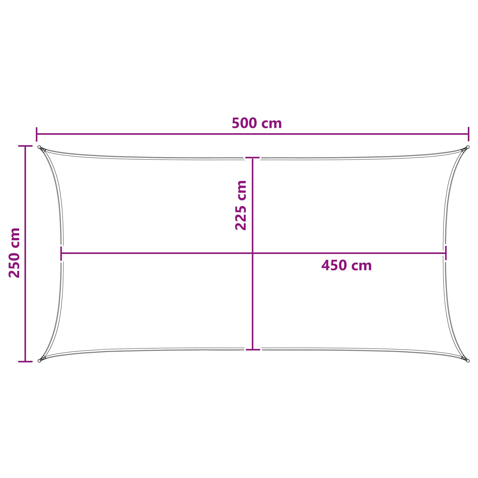 Sonnensegel Hellgrau und Weiß 2,5 x 5 m HDPE