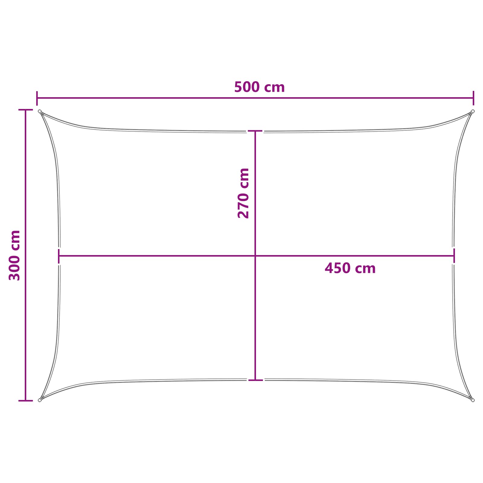 Sonnensegel Hellgrau und Weiß 3 x 5 m HDPE