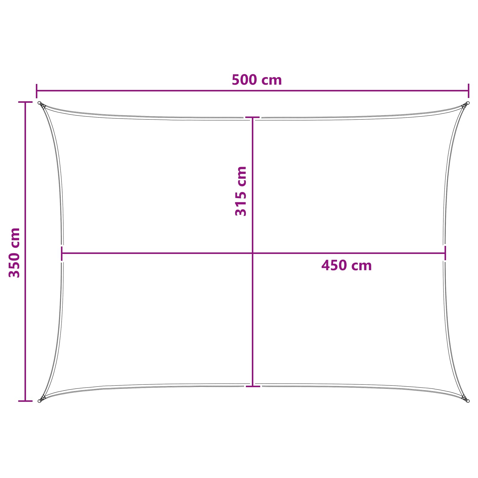 Sonnensegel Hellgrau und Weiß 3,5 x 5 m HDPE