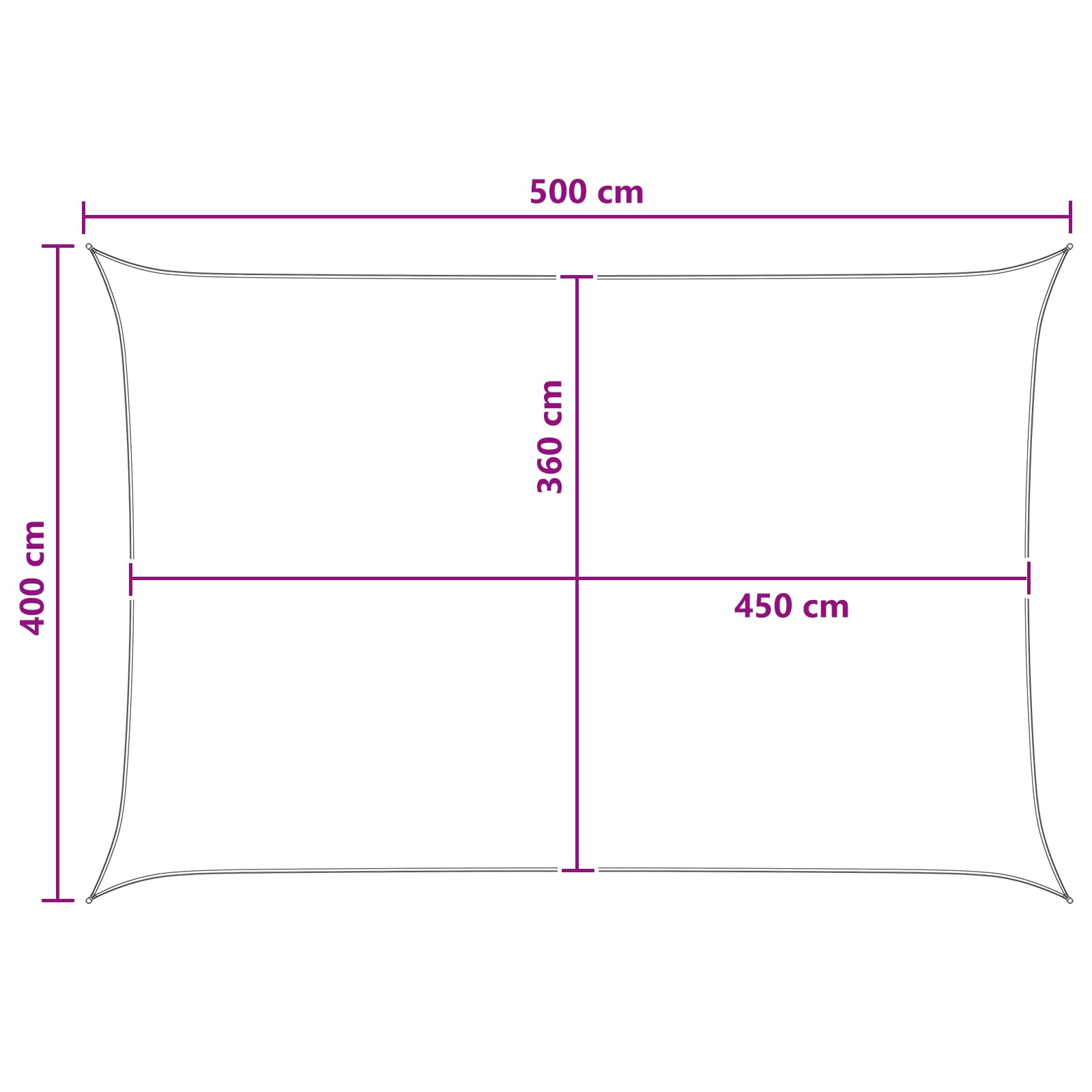 Sonnensegel Hellgrau und Weiß 4 x 5 m HDPE