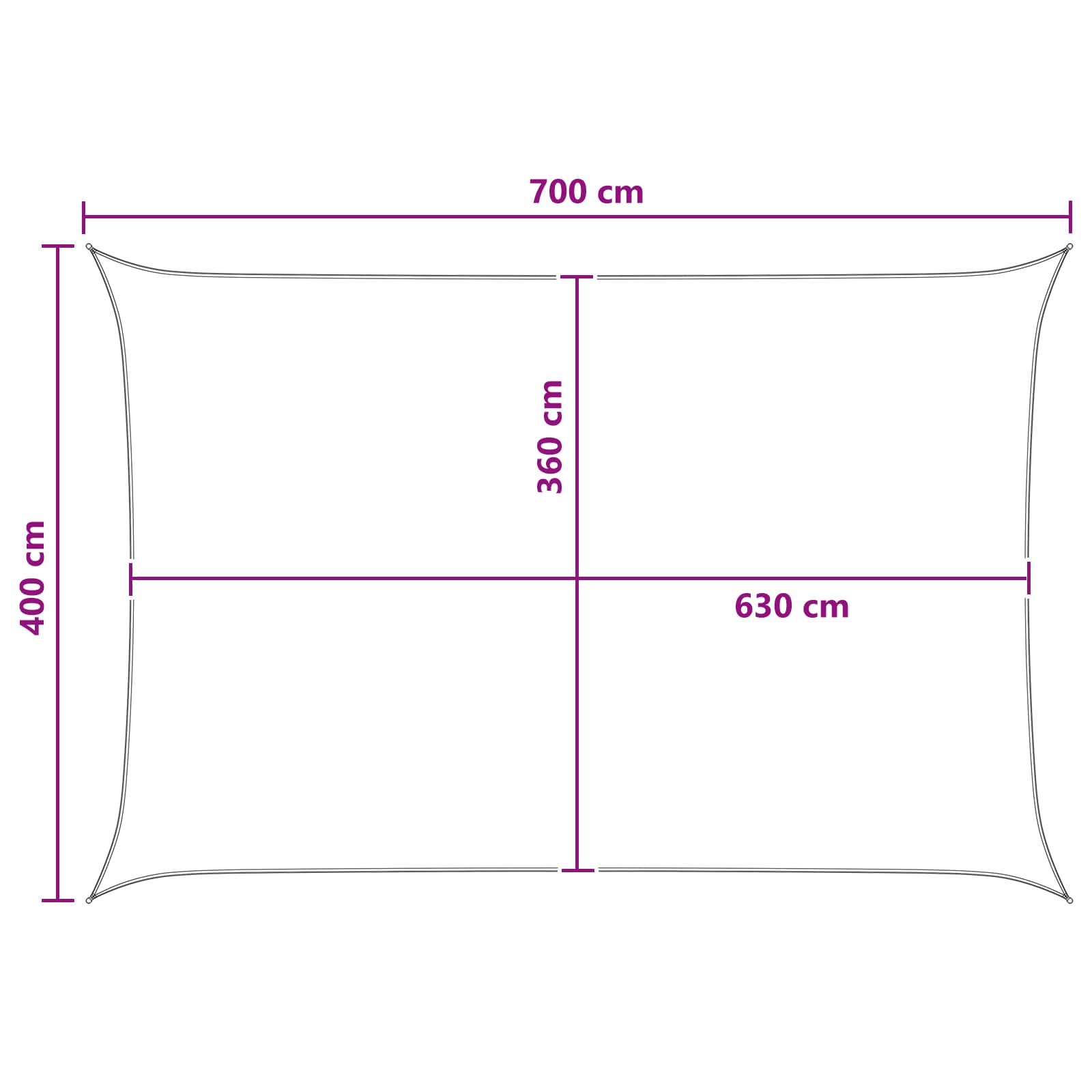 Sonnensegel Hellgrau und Weiß 4 x 7 m HDPE