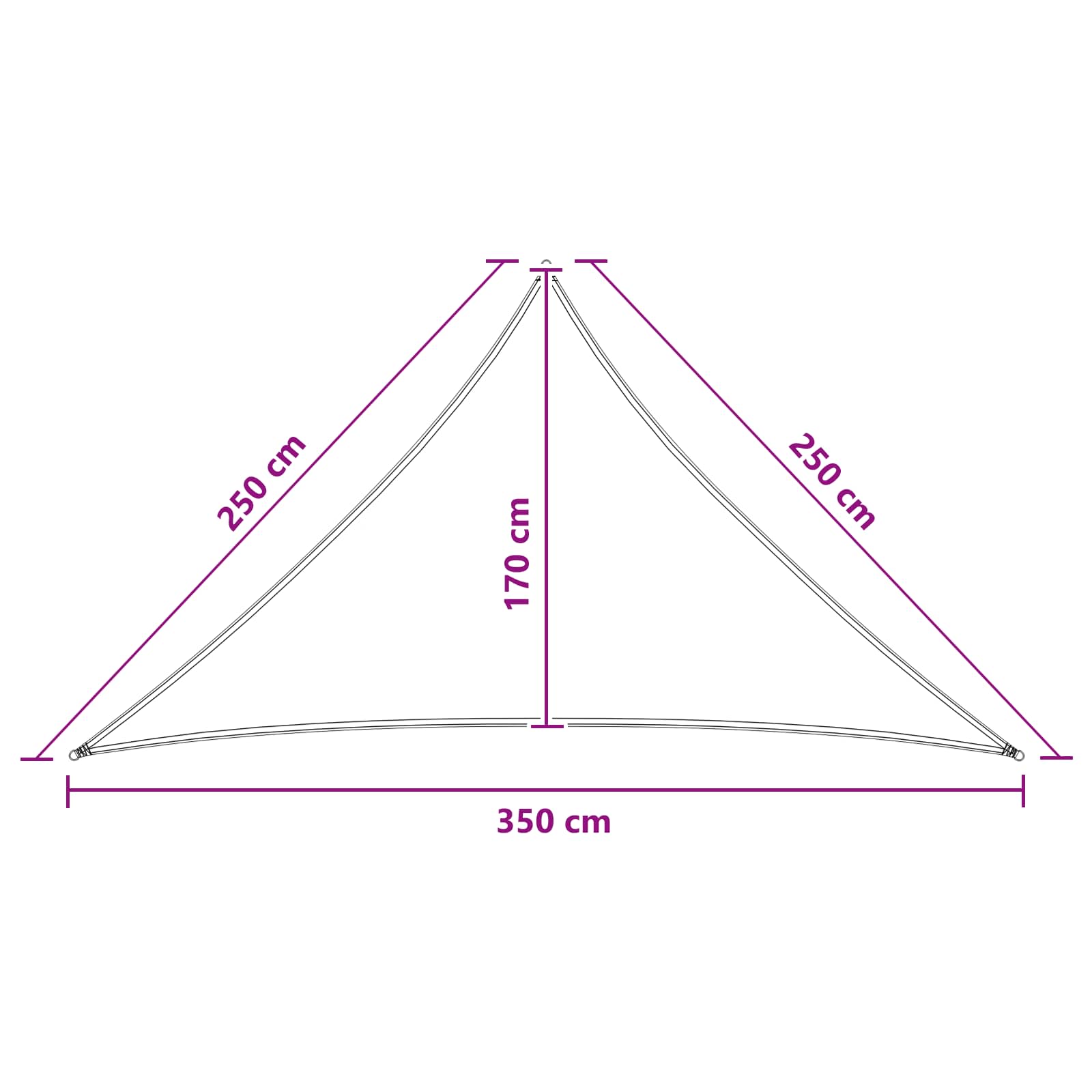 Sonnensegel Hellgrau und Weiß 2,5 x 2,5 x 3,5 m HDPE