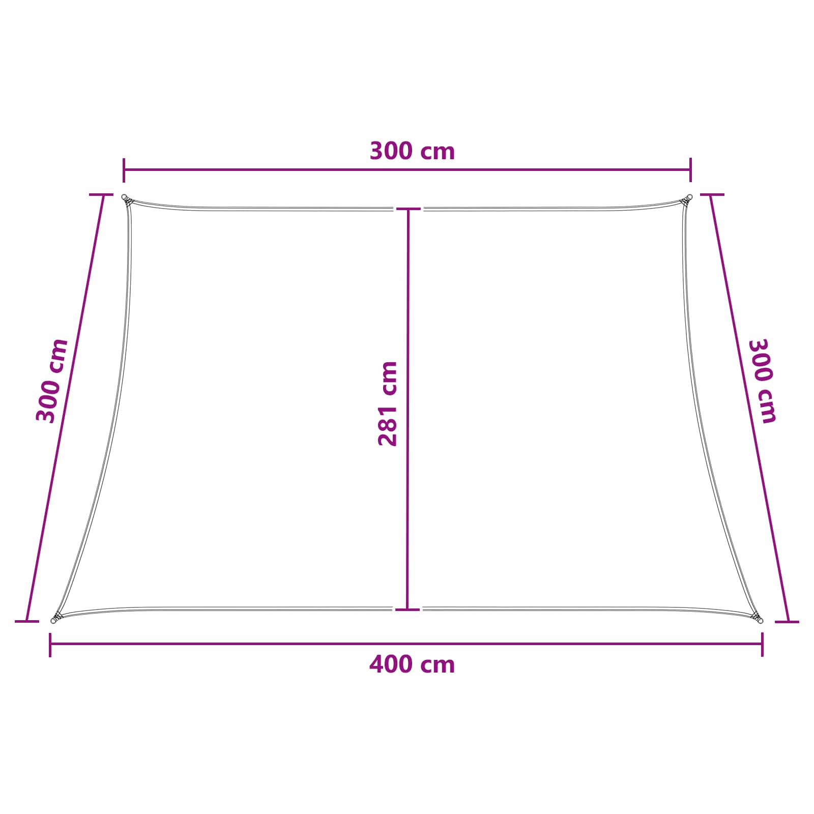 Sonnensegel Hellgrau und Weiß 3 / 4 x 3 m HDPE