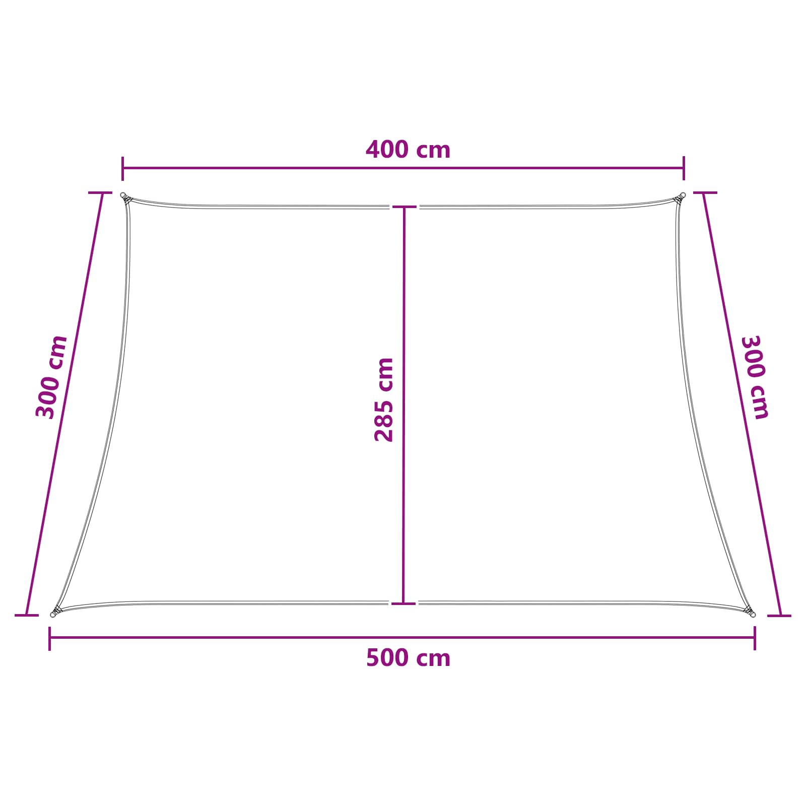 Sonnensegel Hellgrau und Weiß 4 / 5 x 3 m HDPE