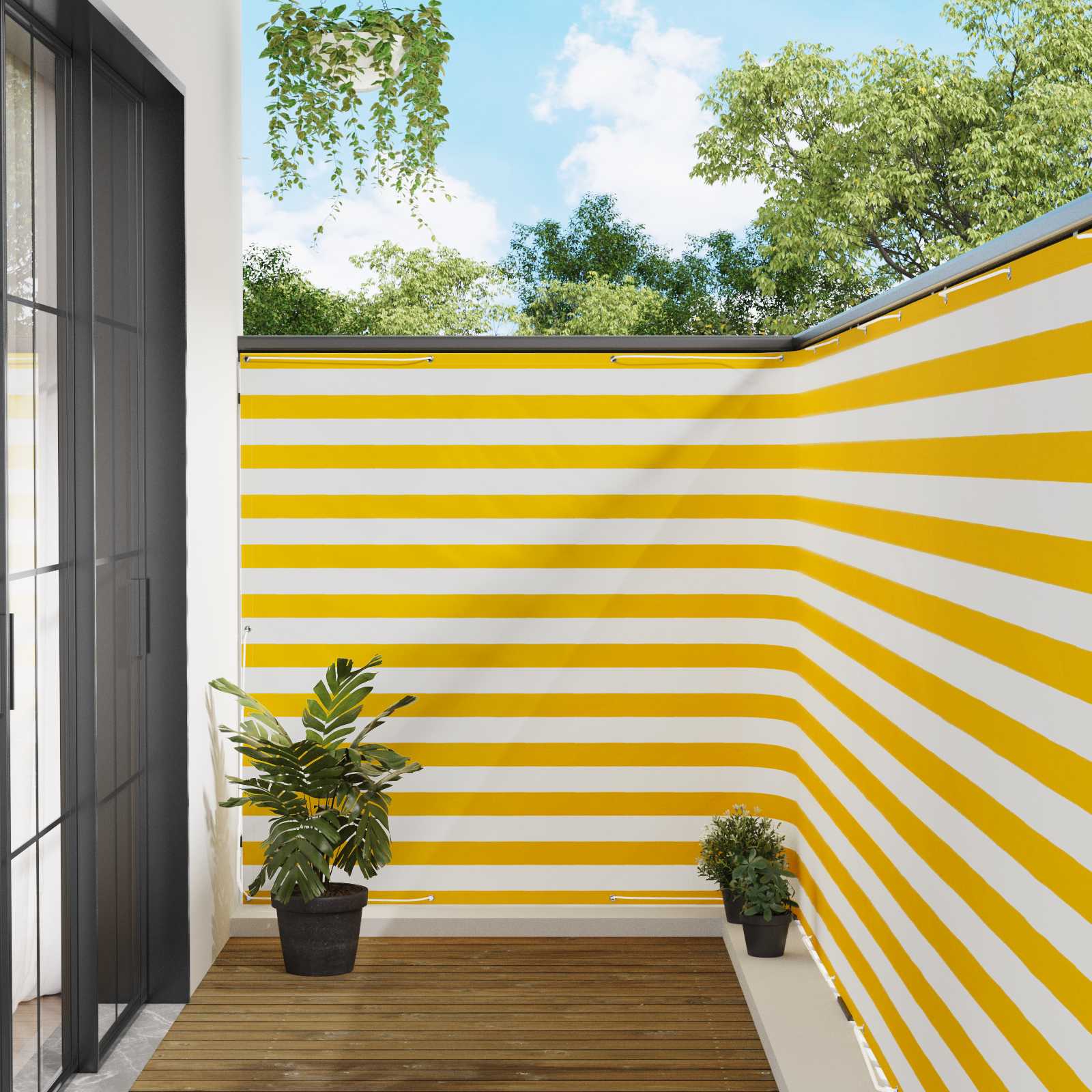 Balkon Sichtschutz 150 x 500 cm Stoff mit PU-Beschichtung