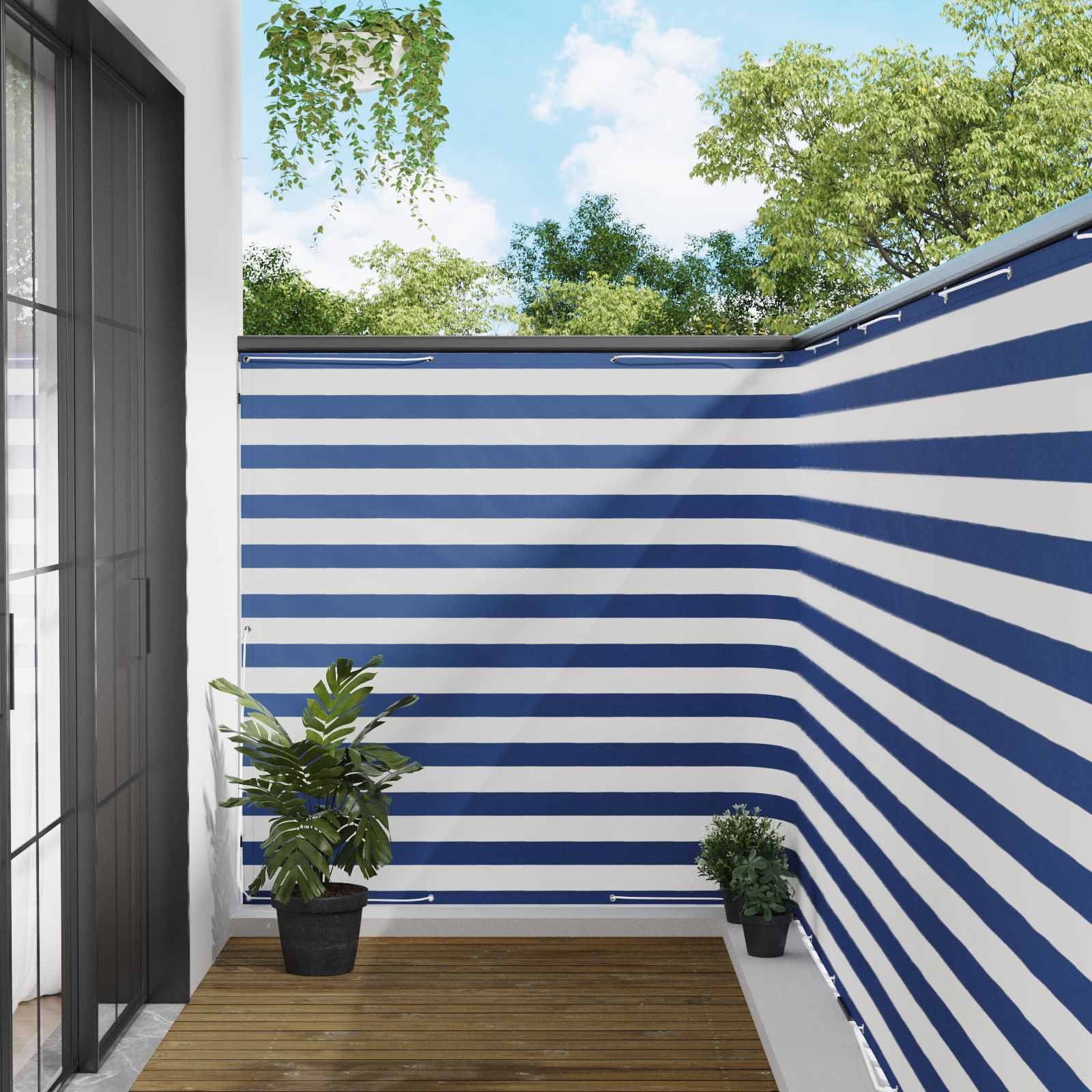 Balkon Sichtschutz 150 x 600 cm Stoff mit PU-Beschichtung