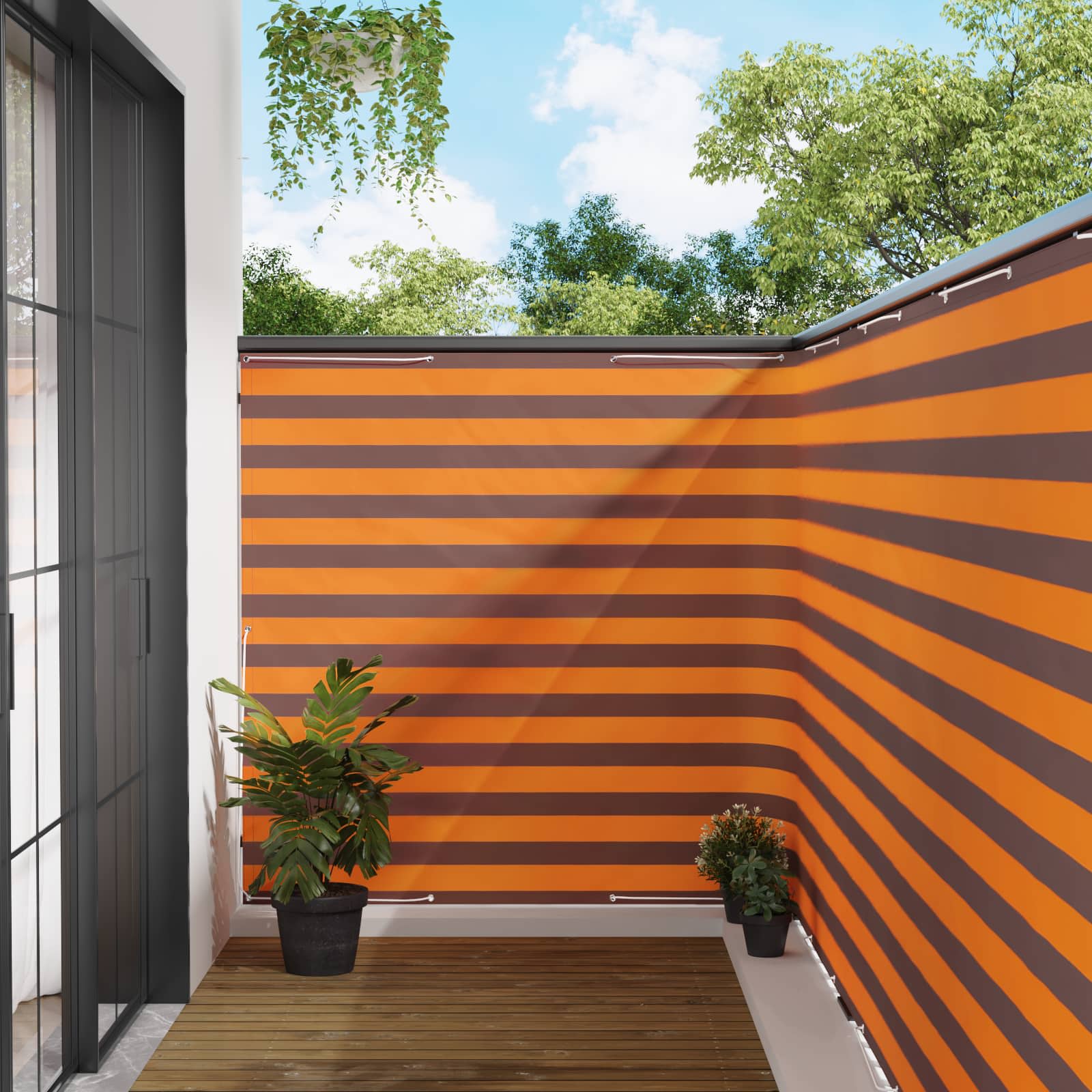 Balkon Sichtschutz 150 x 600 cm Stoff mit PU-Beschichtung