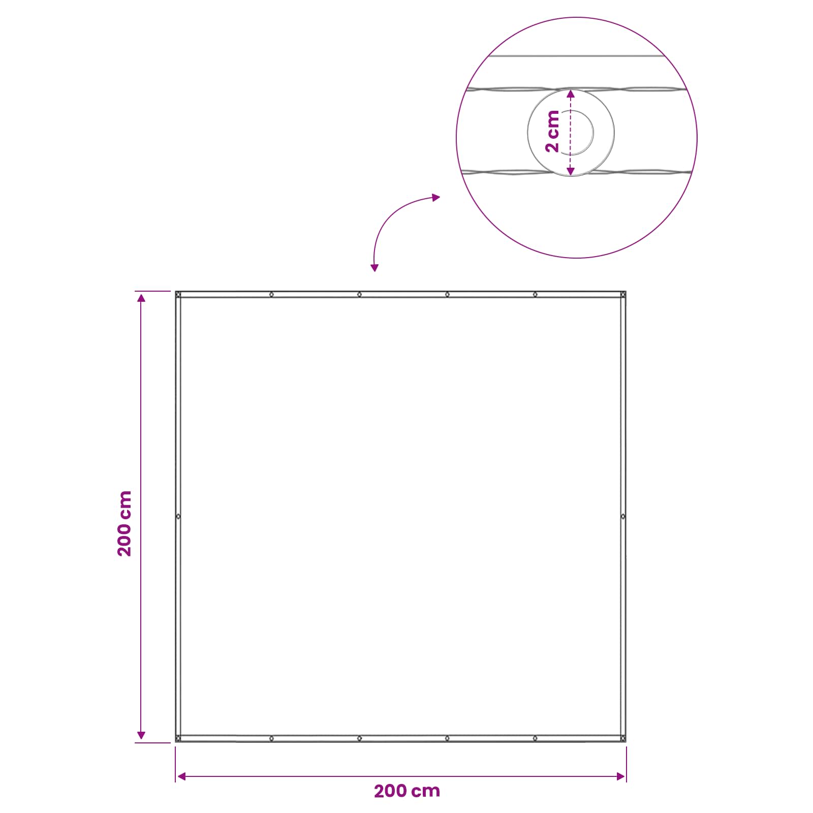 Balkon Sichtschutz 200 x 200 cm Stoff mit PU-Beschichtung Beige