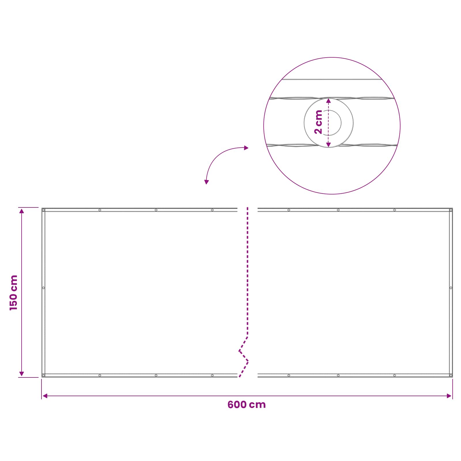 Balkon Sichtschutz 150 x 600 cm Stoff mit PU-Beschichtung Creme