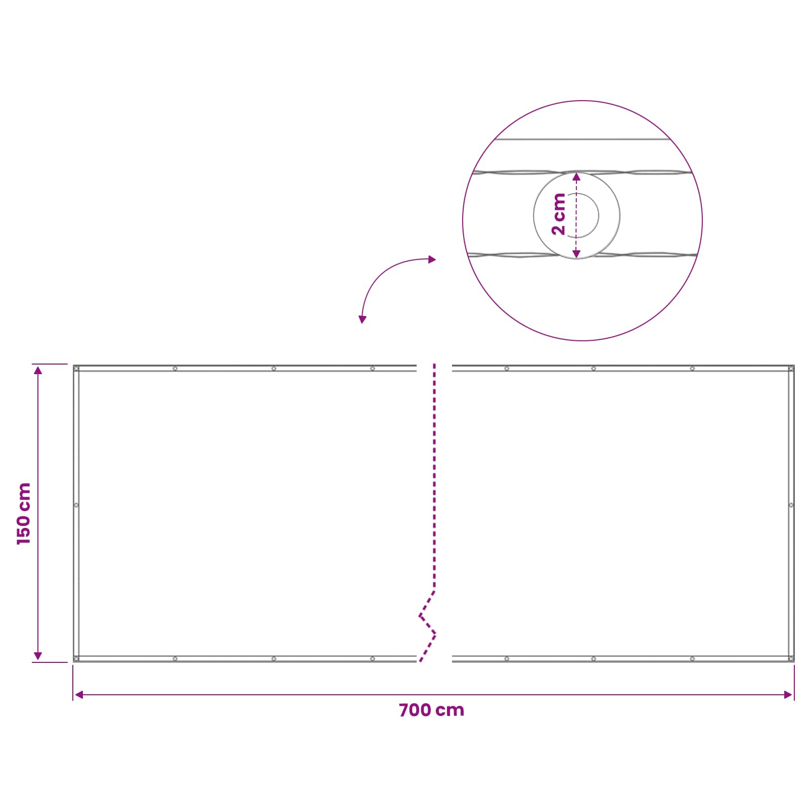 Balkon Sichtschutz 150 x 700 cm Stoff mit PU-Beschichtung Blau