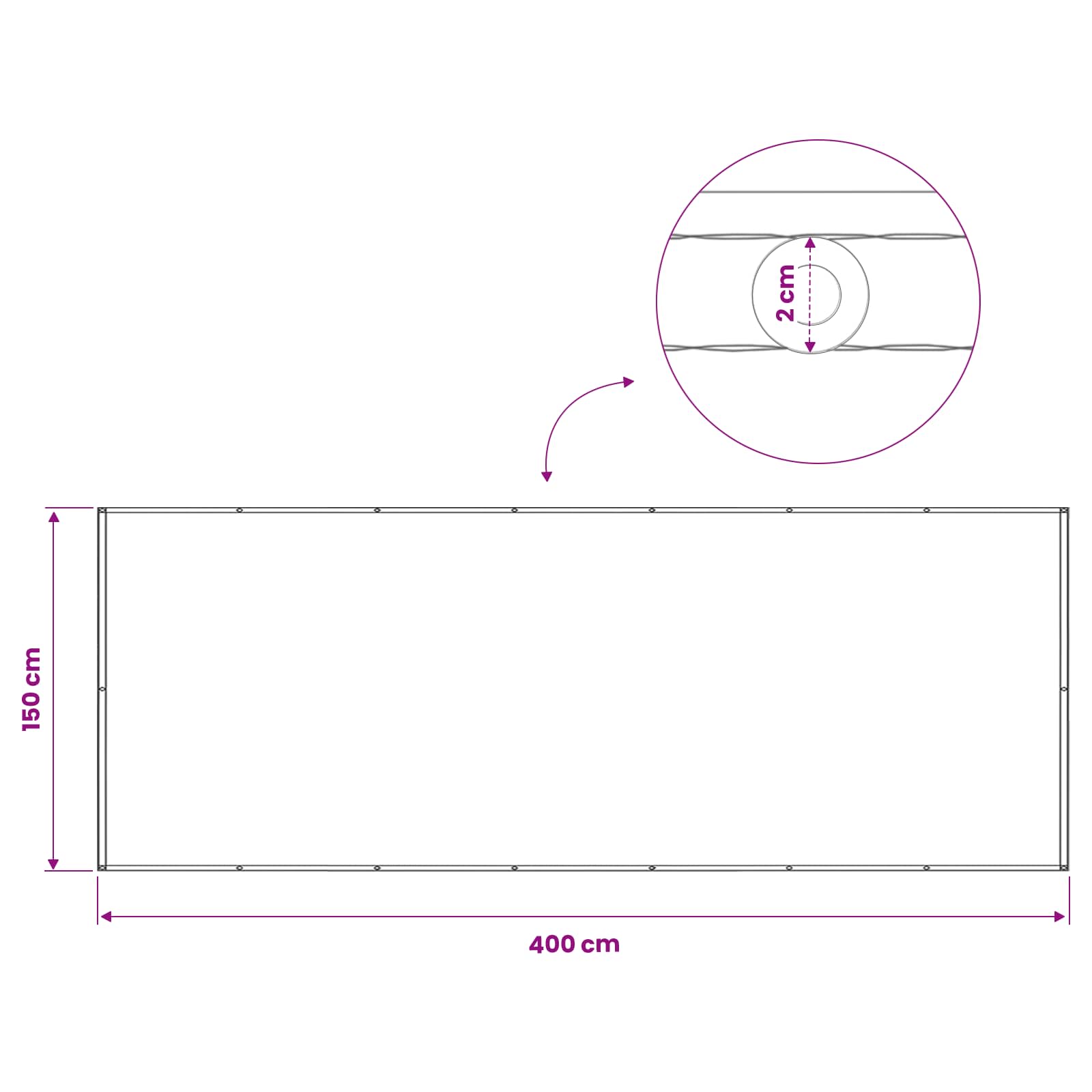 Balkon Sichtschutz 150 x 400 cm Stoff mit PU-Beschichtung Rot