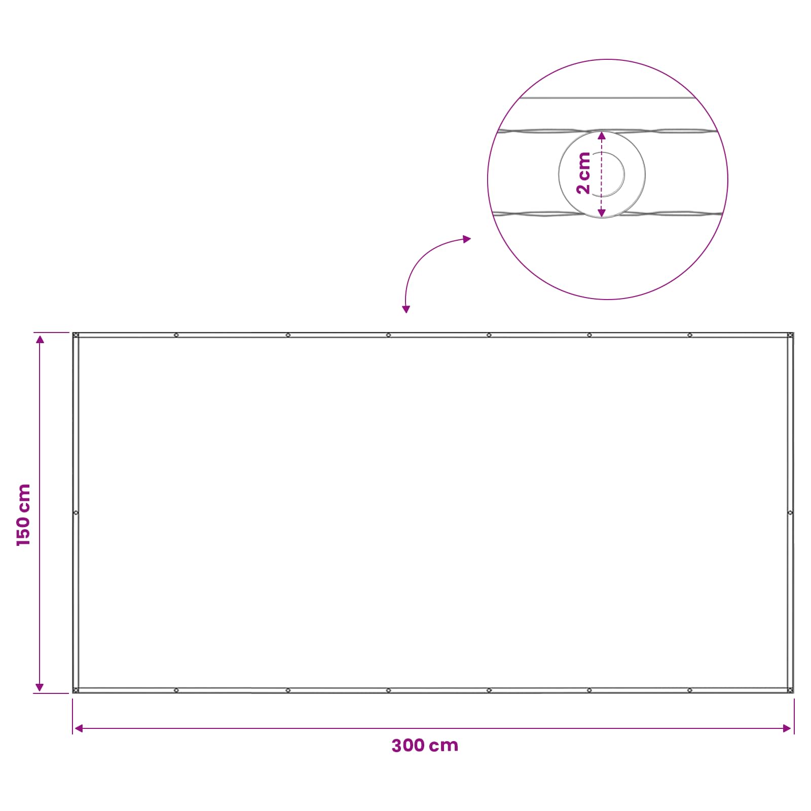 Balkon Sichtschutz 150 x 300 cm Stoff mit PU-Beschichtung