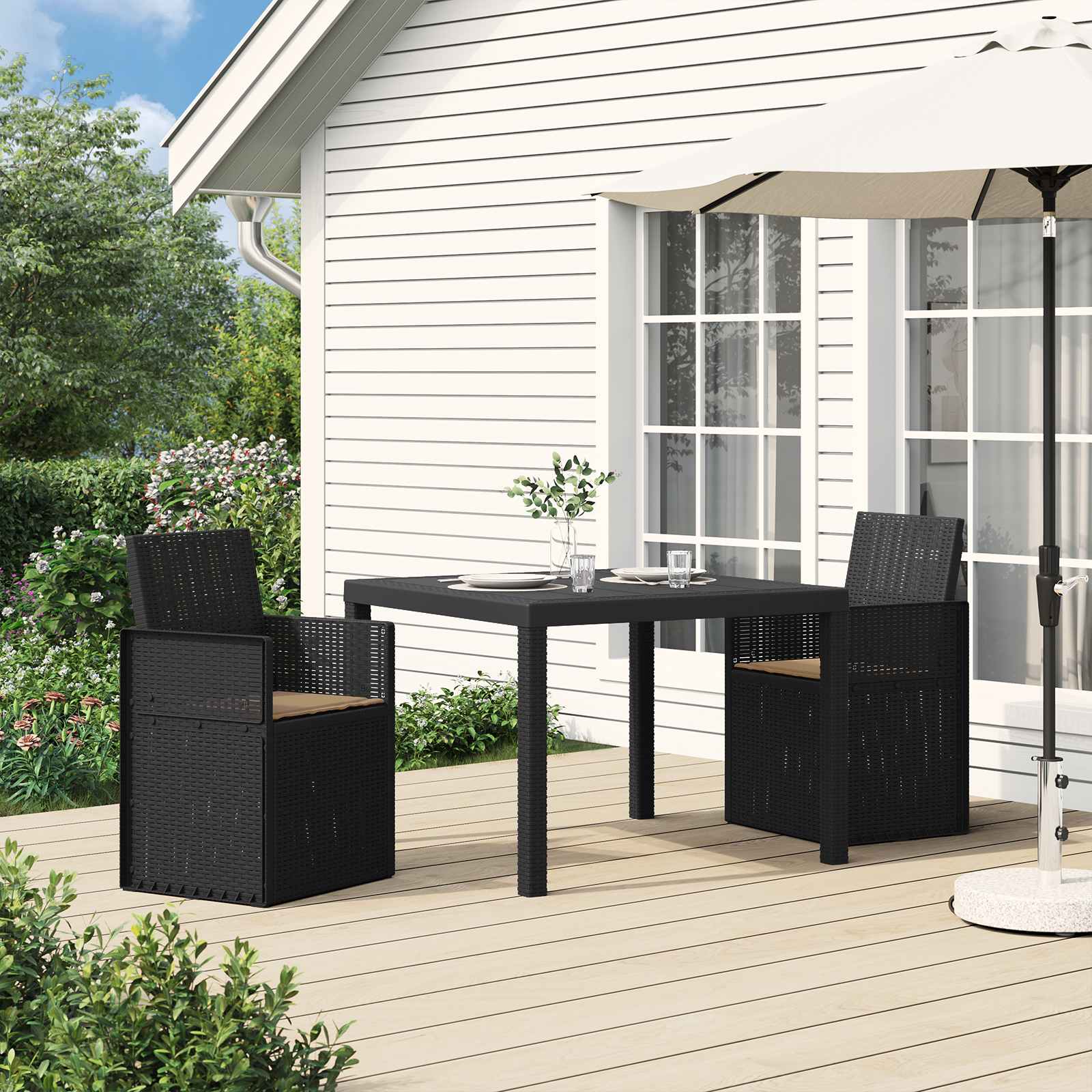 Garten Esszimmerstühle 2 pcs Anthrazit und Taupe PP