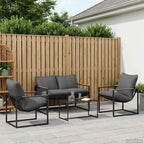 Gartensofa-set 4 pcs Schwarz und Anthrazit Stahl