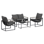 Gartensofa-set 4 pcs Schwarz und Anthrazit Stahl