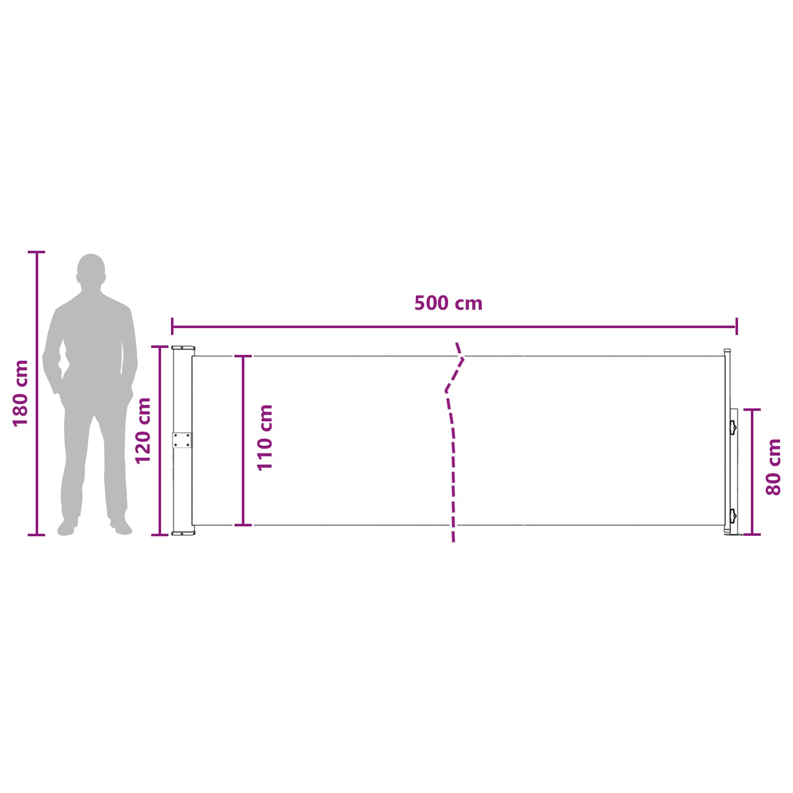 Ausziehbares Seitenmarkise Taupe 500 x 117 cm Polyester