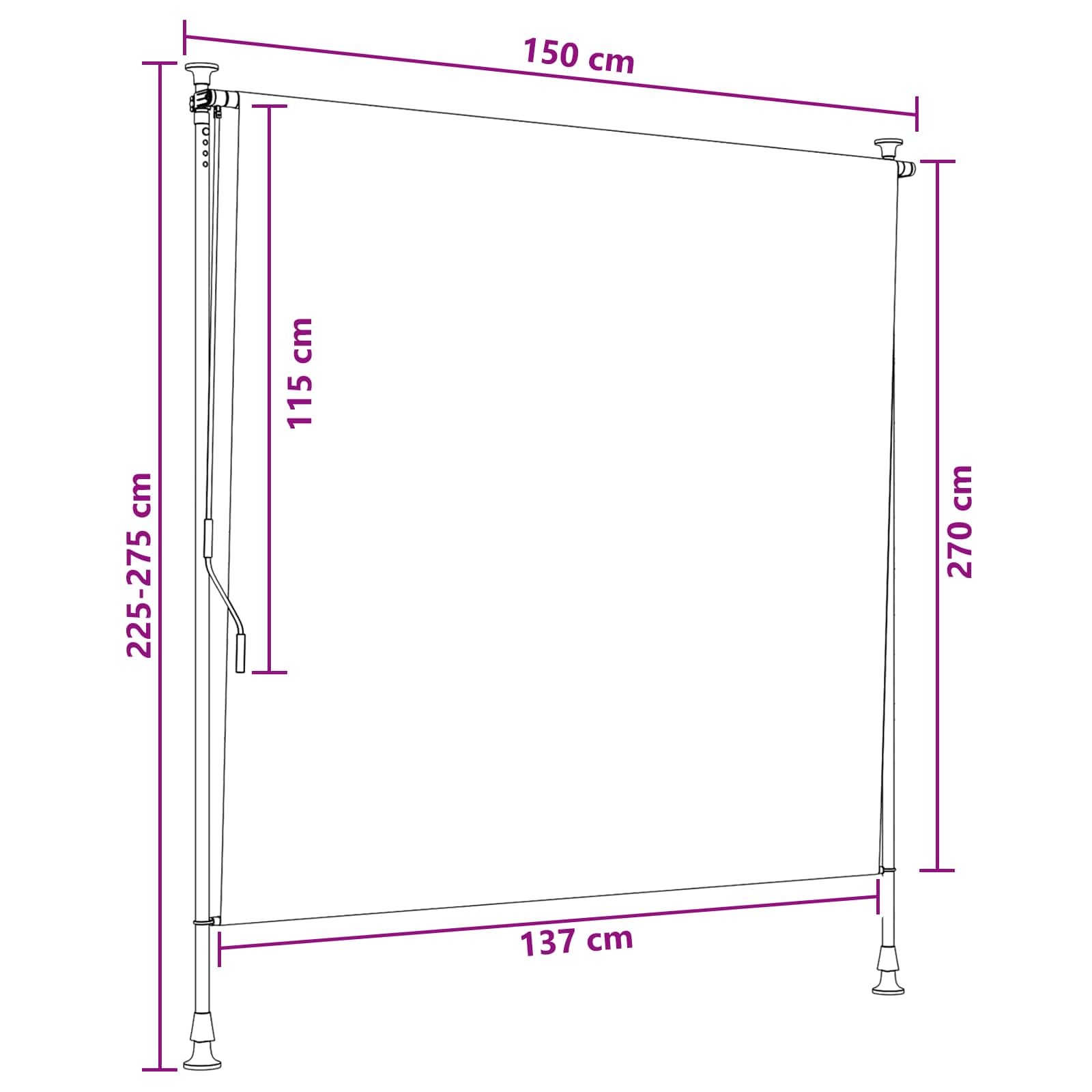 Outdoor Rollo Mehrfarbig 150 x 270 cm