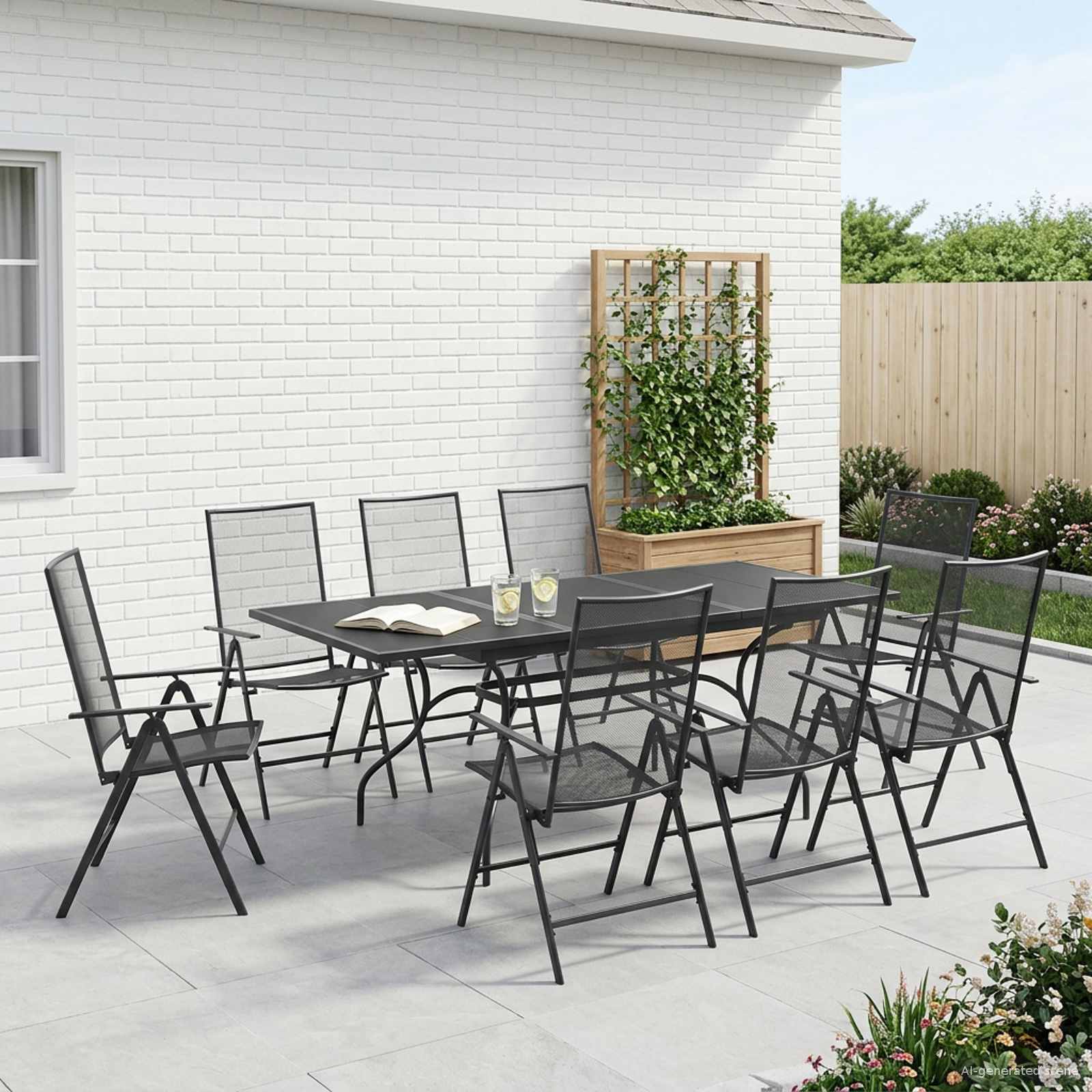 Garten Essgruppe 9 pcs Anthrazit 212 x 90 x 76 cm