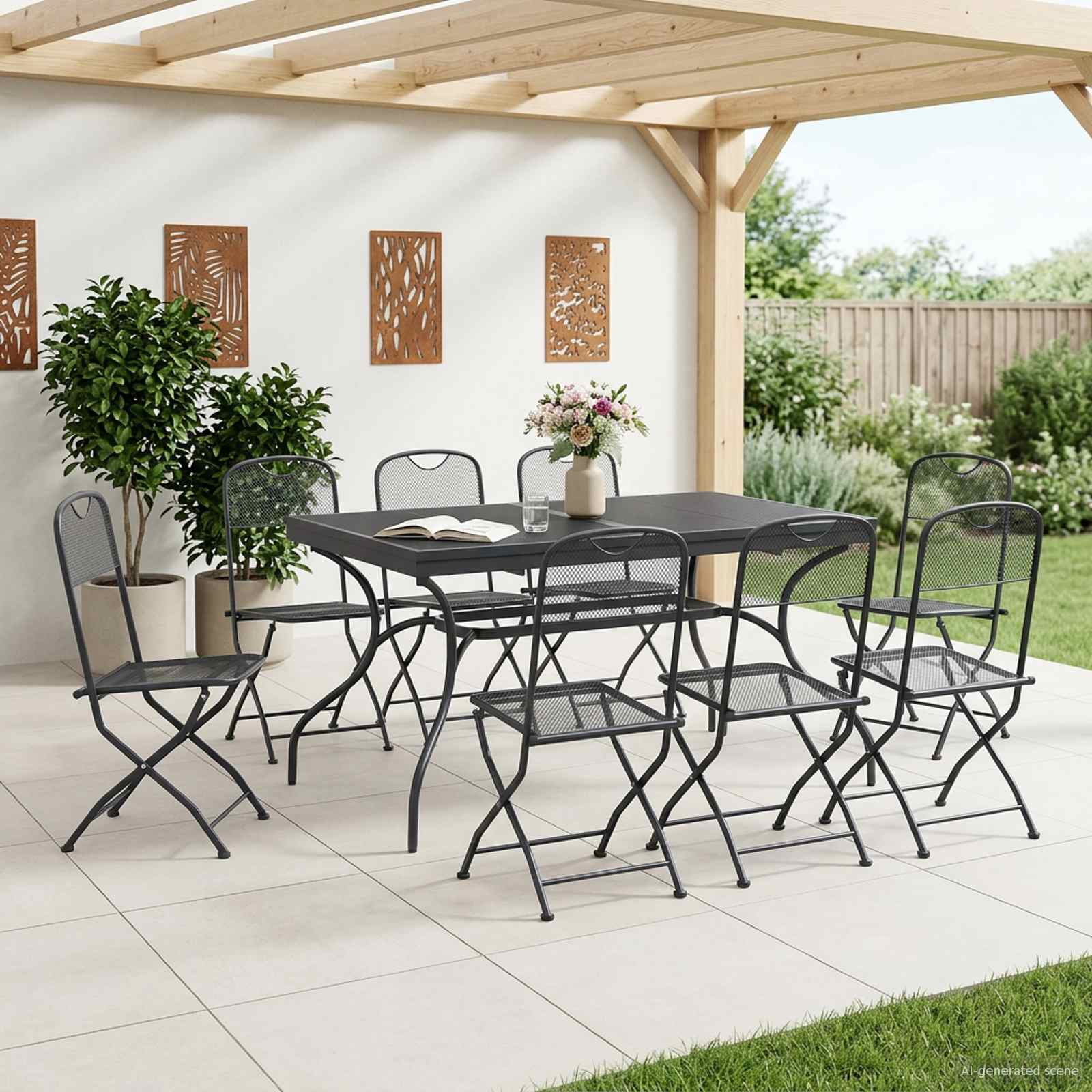 Garten Essgruppe 9 pcs Anthrazit 212 x 90 x 76 cm