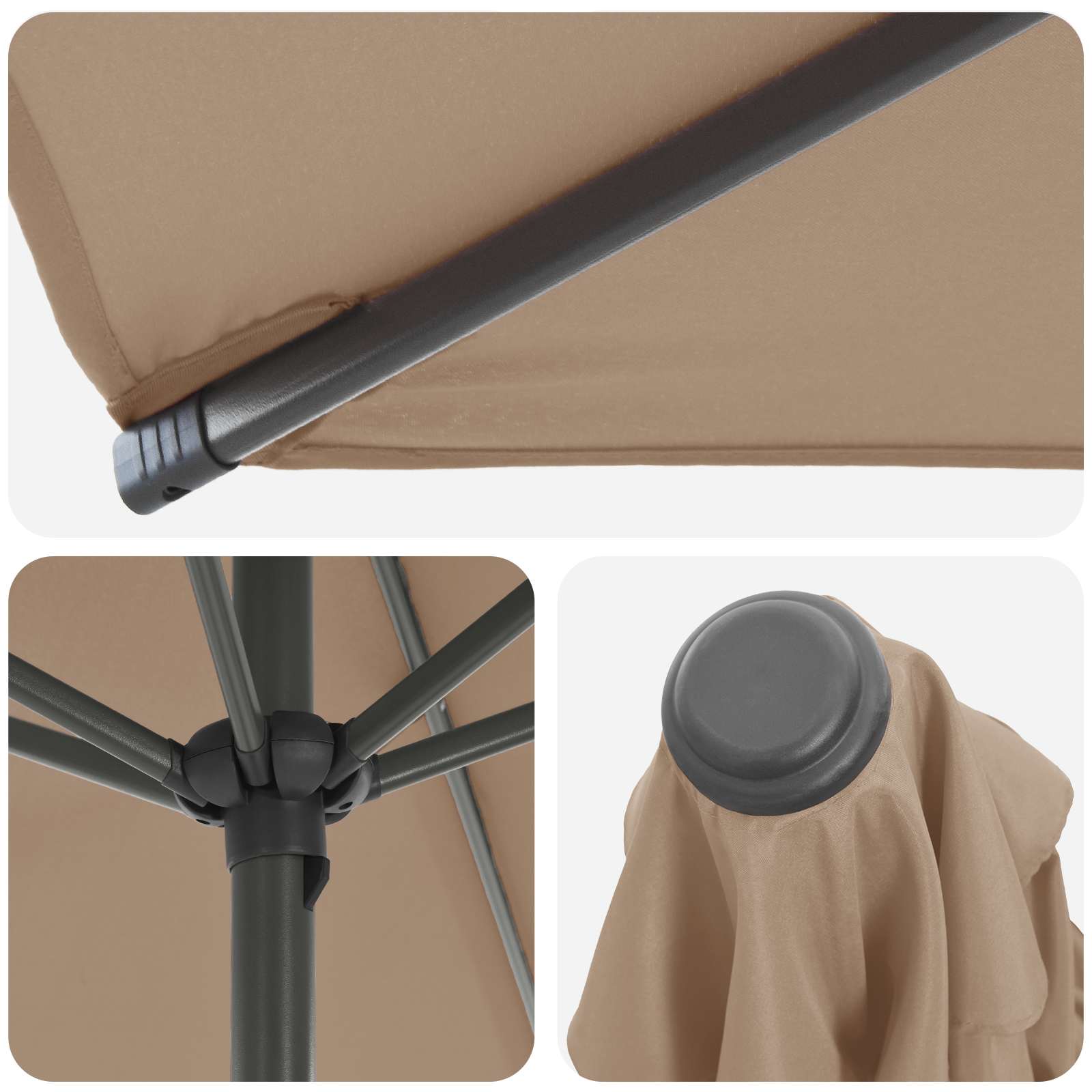 Garten-Sonnenschirm 200 x 300 cm Polyester Rechtwinklig Taupe