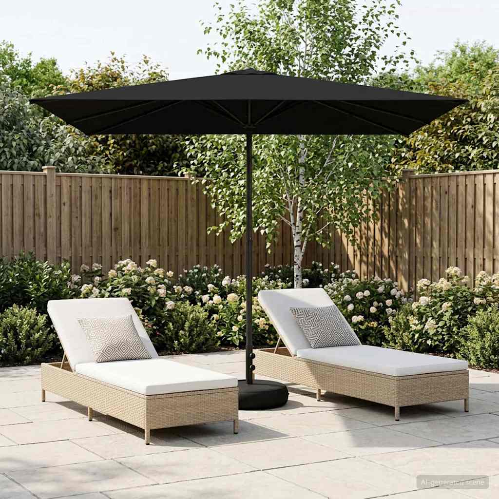 Garten-Sonnenschirm 200 x 300 cm Polyester Rechtwinklig Schwarz