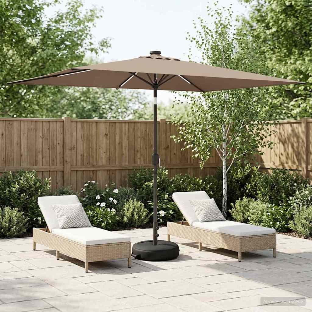 Garten Sonnenschirm mit LED-Lichtern 200 x 300 cm Polyester