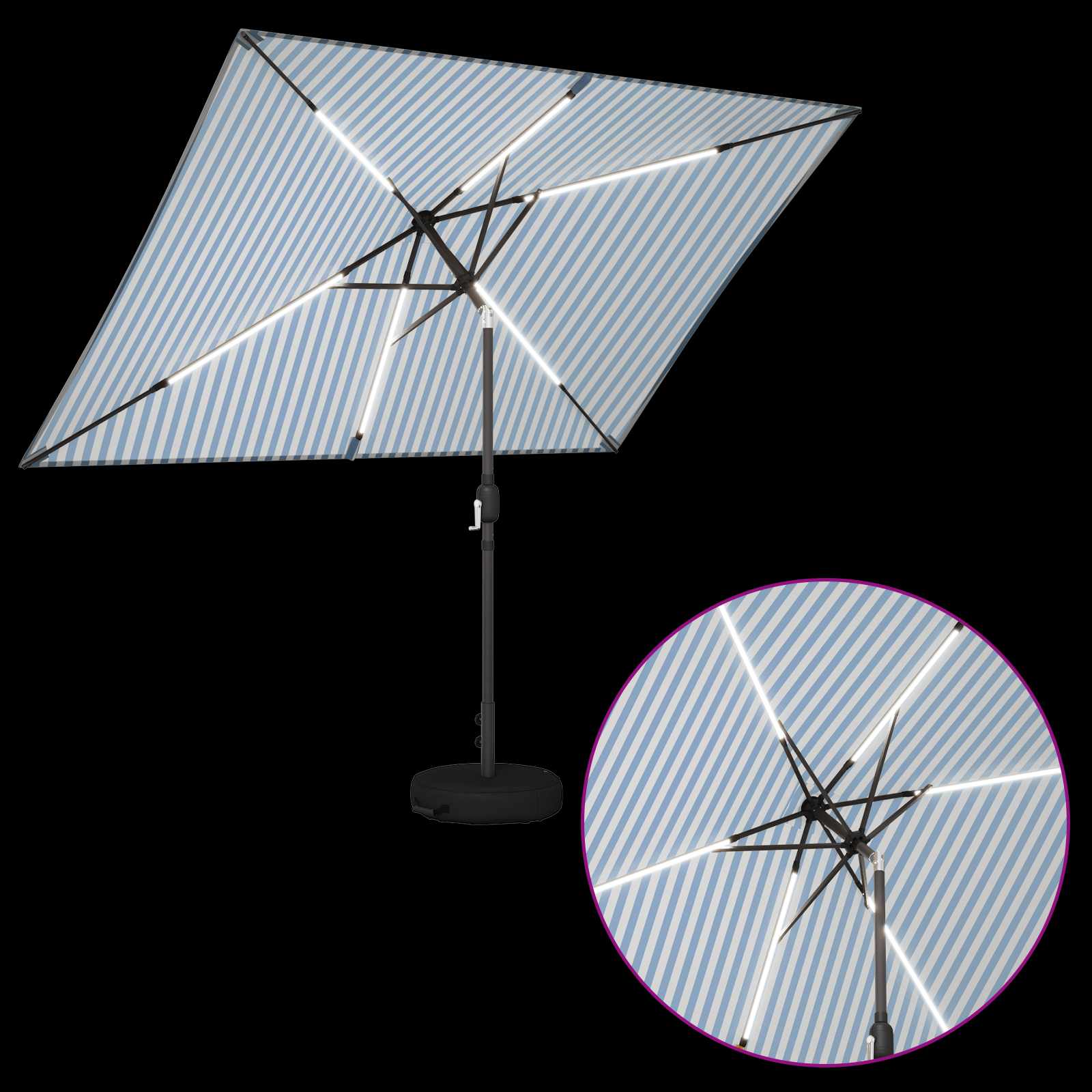 Garten Sonnenschirm mit LED-Lichtern 200 x 300 cm Polyester