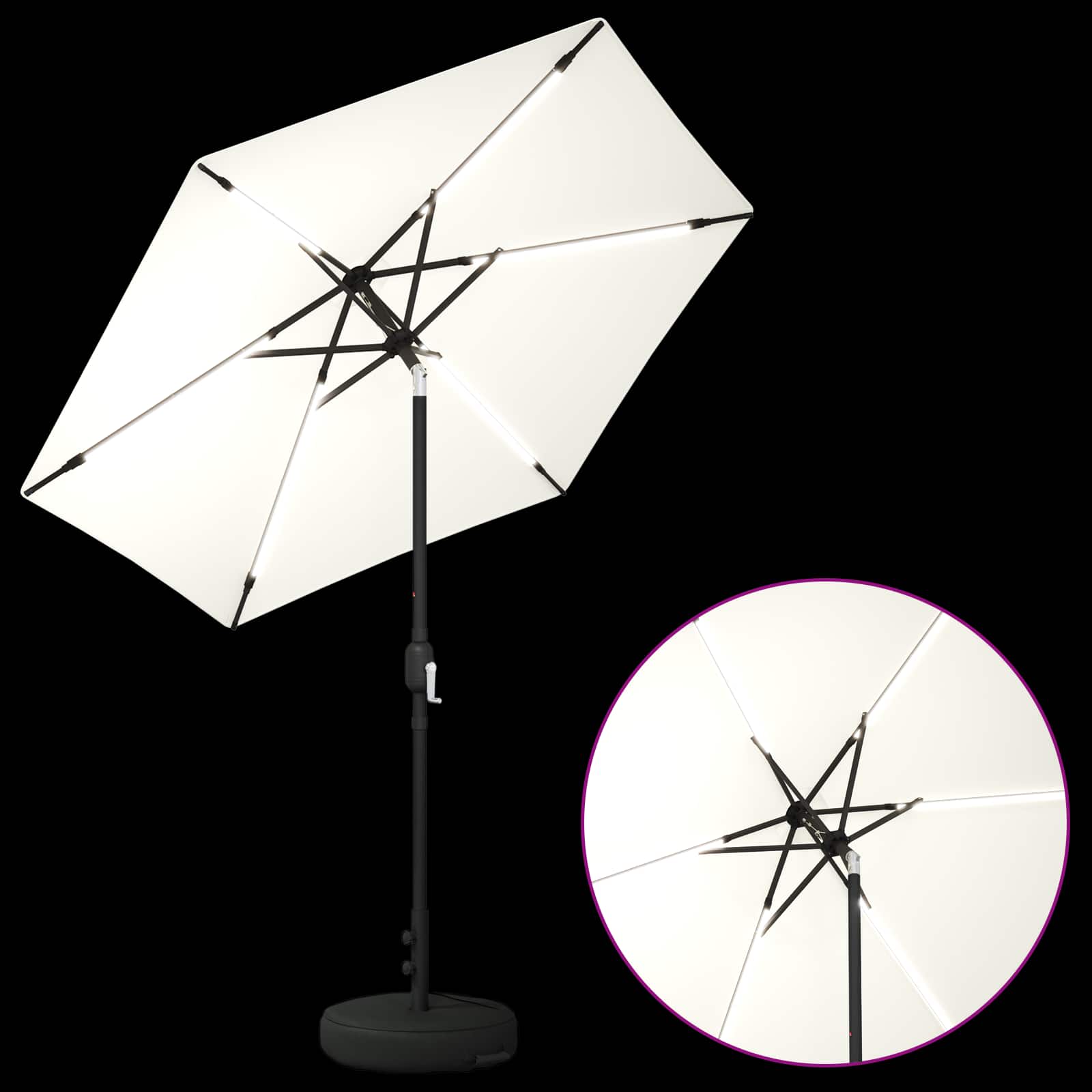 Garten Sonnenschirm mit LED-Lichtern 230 x 230 cm Polyester