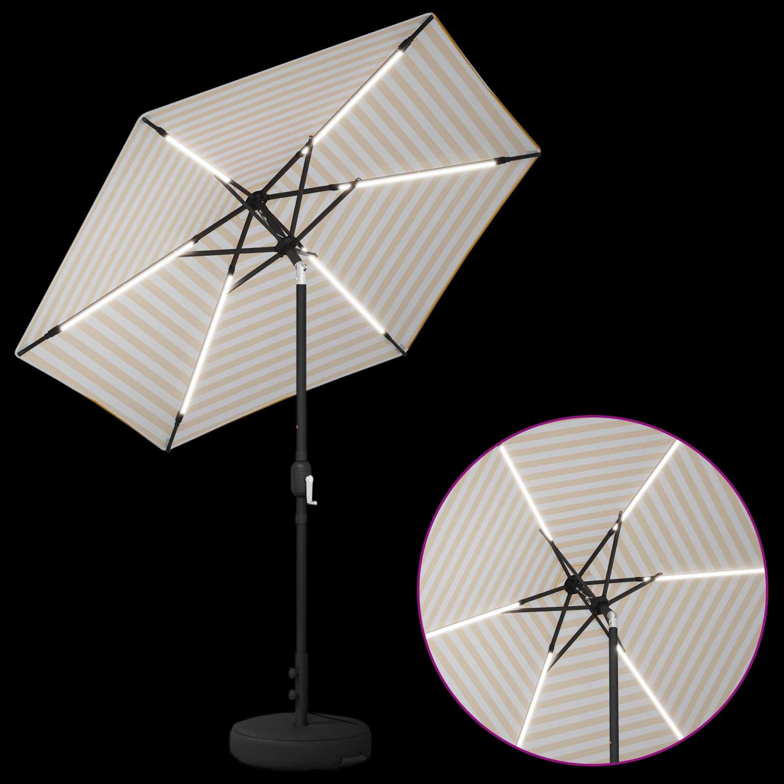 Garten Sonnenschirm mit LED-Lichtern 230 x 230 cm Polyester