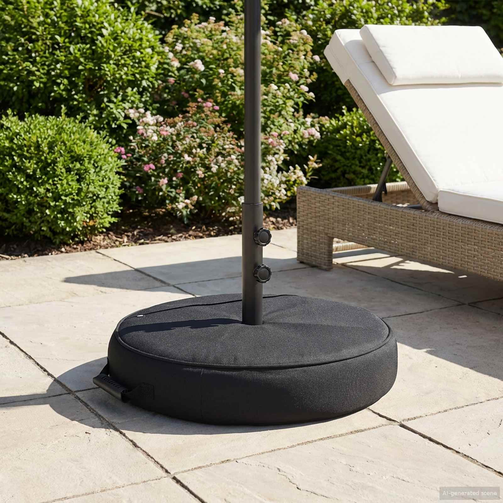 Terrassenständer für Sonnenschirme 60 x 60 cm Stahl Schwarz
