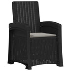 Liegesessel Garten Rattan-Optik Anthrazit und Hellgrau PP