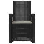 Liegesessel Garten Rattan-Optik Anthrazit und Hellgrau PP