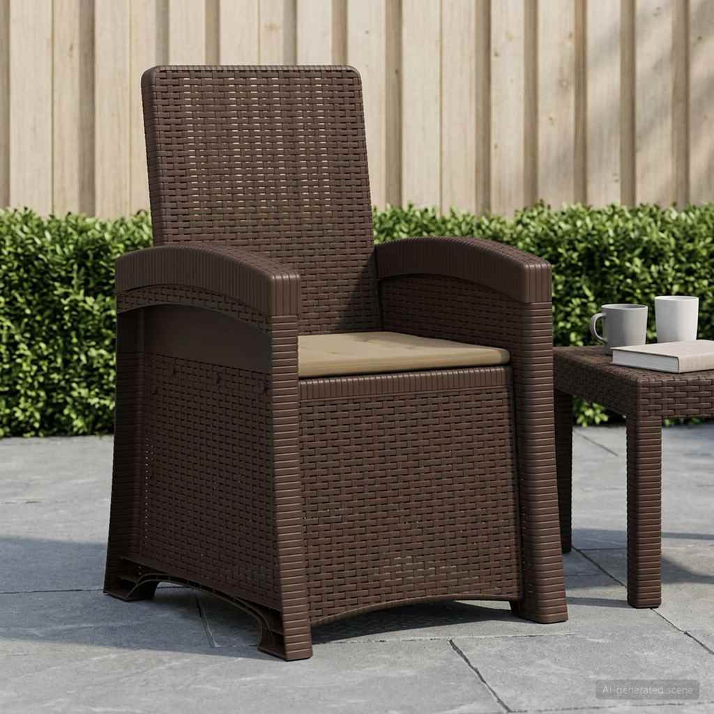Liegesessel Garten Rattan-Optik Braun und Taupe PP