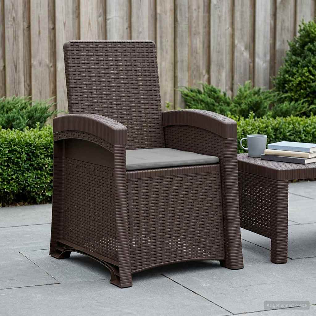 Liegesessel Garten Rattan-Optik Braun und Hellgrau PP