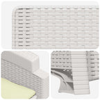 Liegesessel Garten Rattan-Optik Weiß und Creme PP