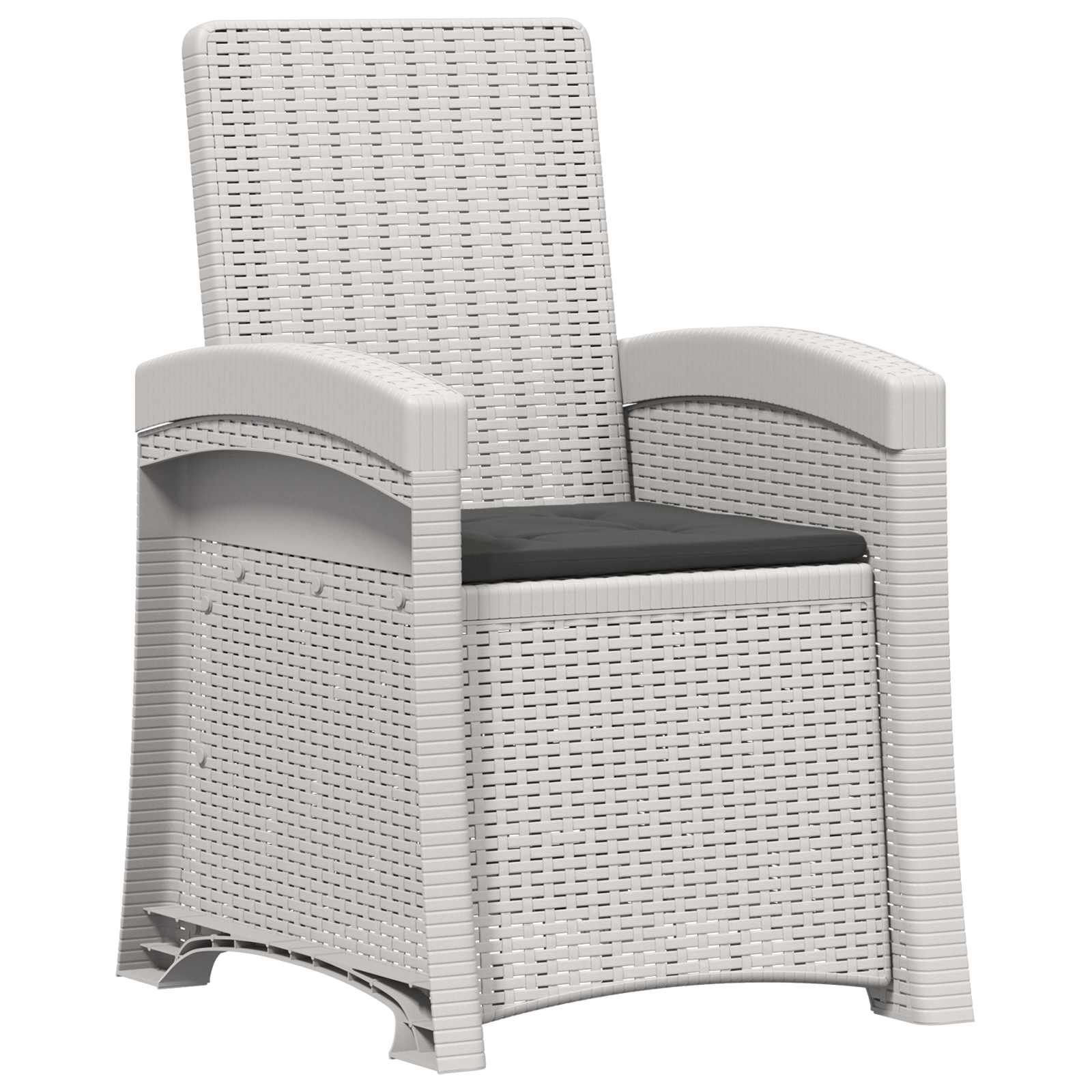 Liegesessel Garten Rattan-Optik Weiß und Anthrazit PP