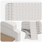 Liegesessel Garten Rattan-Optik Weiß und Taupe PP