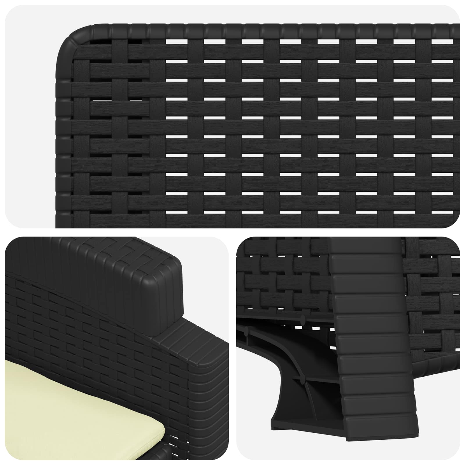 Liegesessel Garten Rattan-Optik 2 pcs Anthrazit und Creme PP