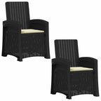 Liegesessel Garten Rattan-Optik 2 pcs Anthrazit und Creme PP