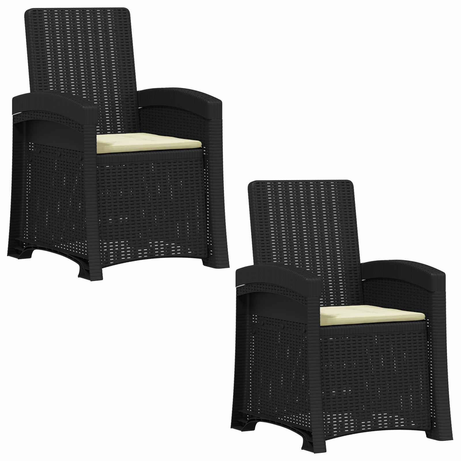 Liegesessel Garten Rattan-Optik 2 pcs Anthrazit und Creme PP