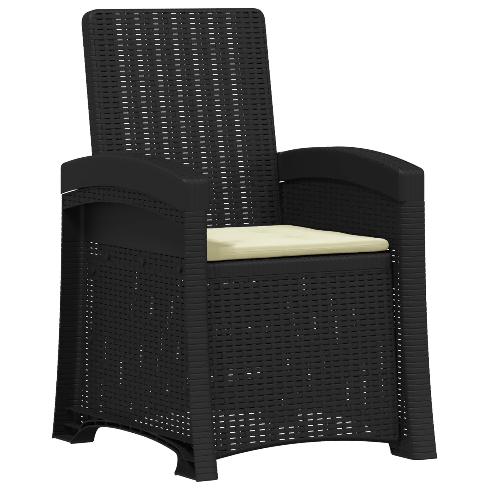Liegesessel Garten Rattan-Optik 2 pcs Anthrazit und Creme PP
