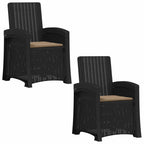 Liegesessel Garten Rattan-Optik 2 pcs Anthrazit und Taupe PP