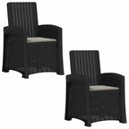 Liegesessel Garten Rattan-Optik 2 pcs Anthrazit und Hellgrau PP