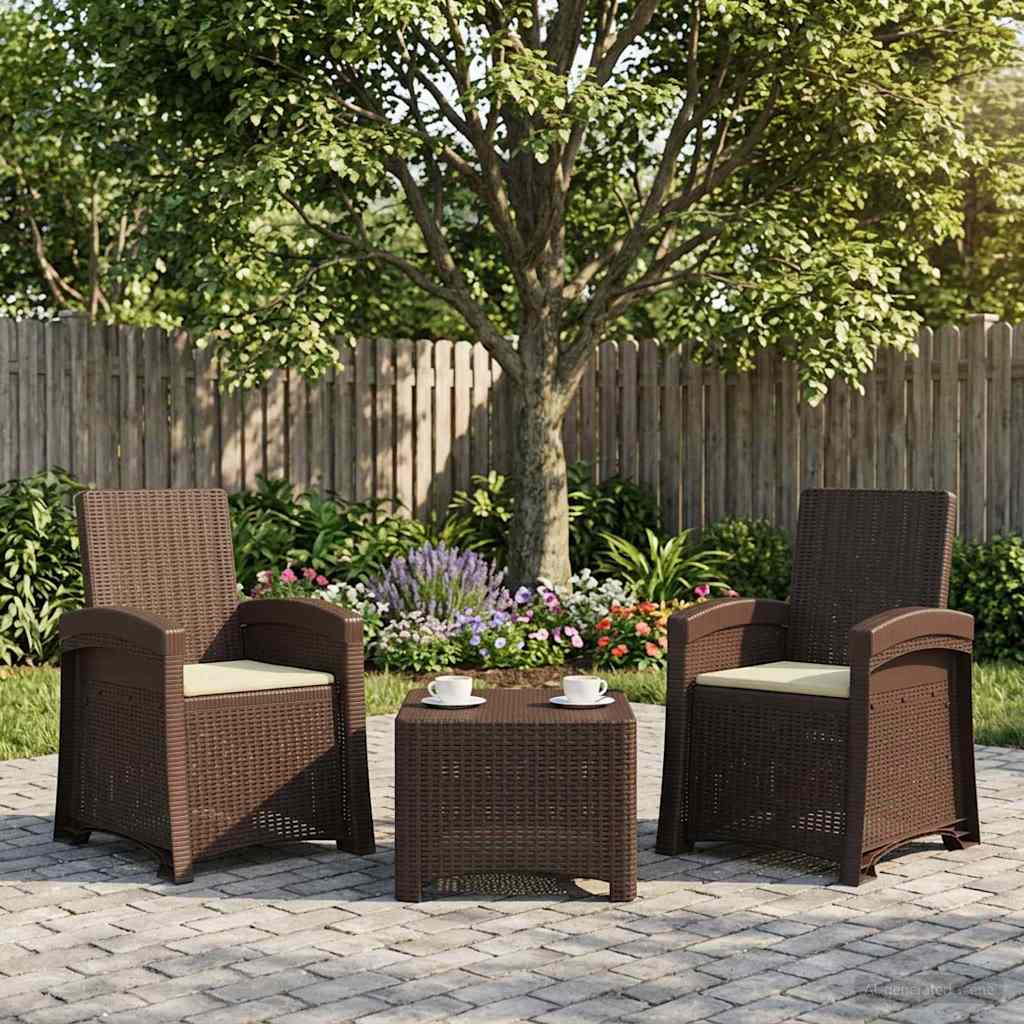 Liegesessel Garten Rattan-Optik 2 pcs Braun und Creme PP