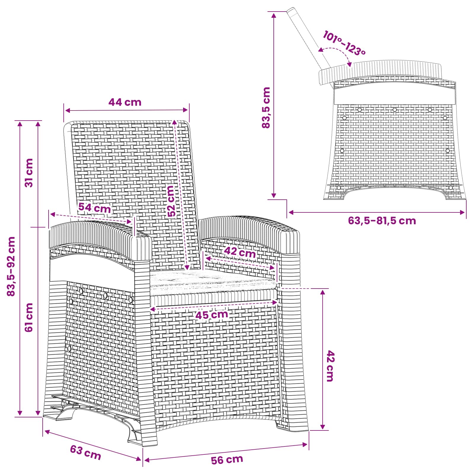 Liegesessel Garten Rattan-Optik 2 pcs Braun und Creme PP