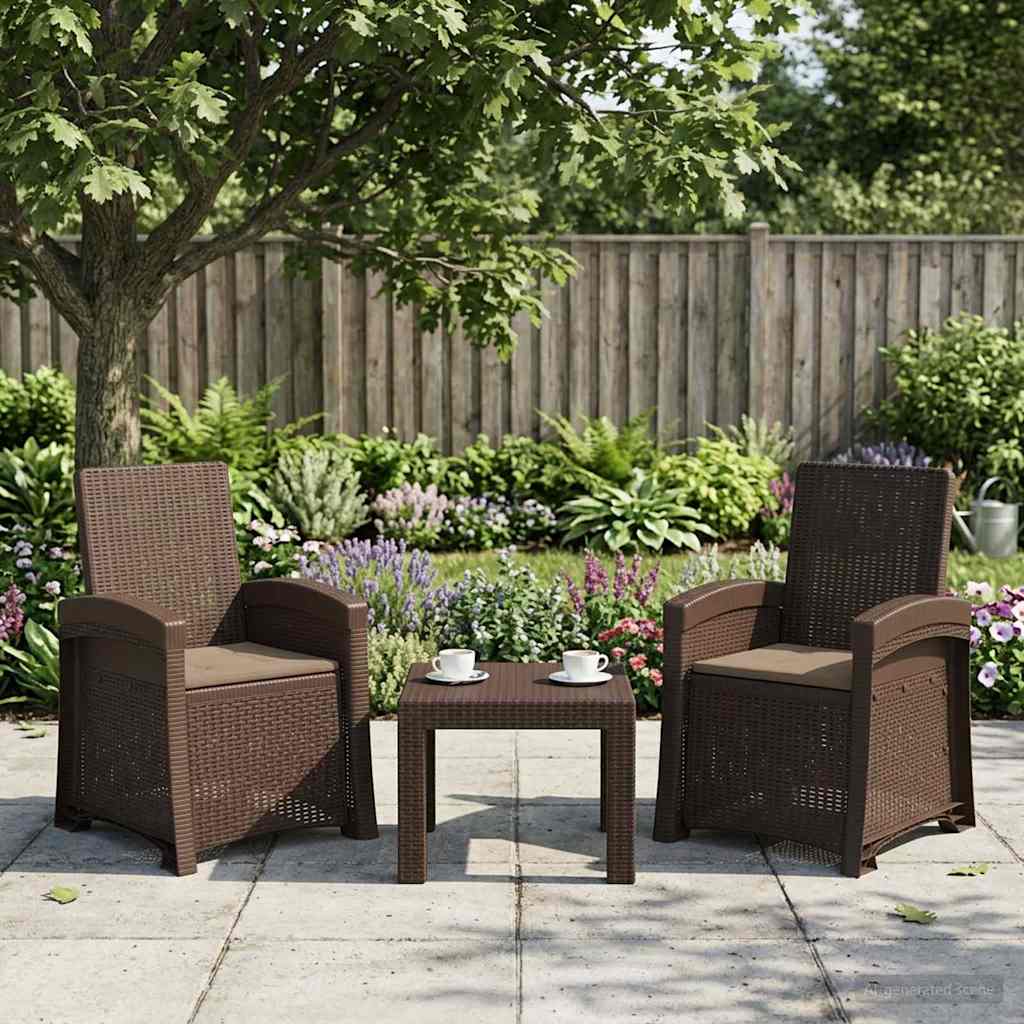 Liegesessel Garten Rattan-Optik 2 pcs Braun und Taupe PP