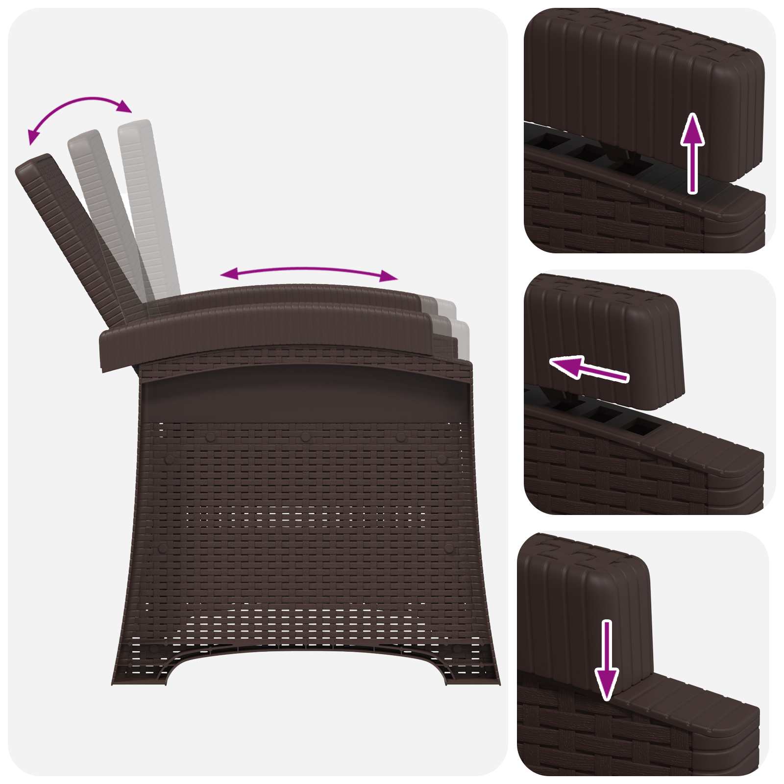 Liegesessel Garten Rattan-Optik 2 pcs Braun und Taupe PP