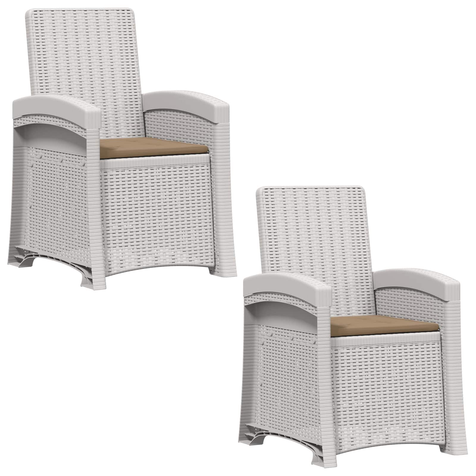 Liegesessel Garten Rattan-Optik 2 pcs Weiß und Taupe PP