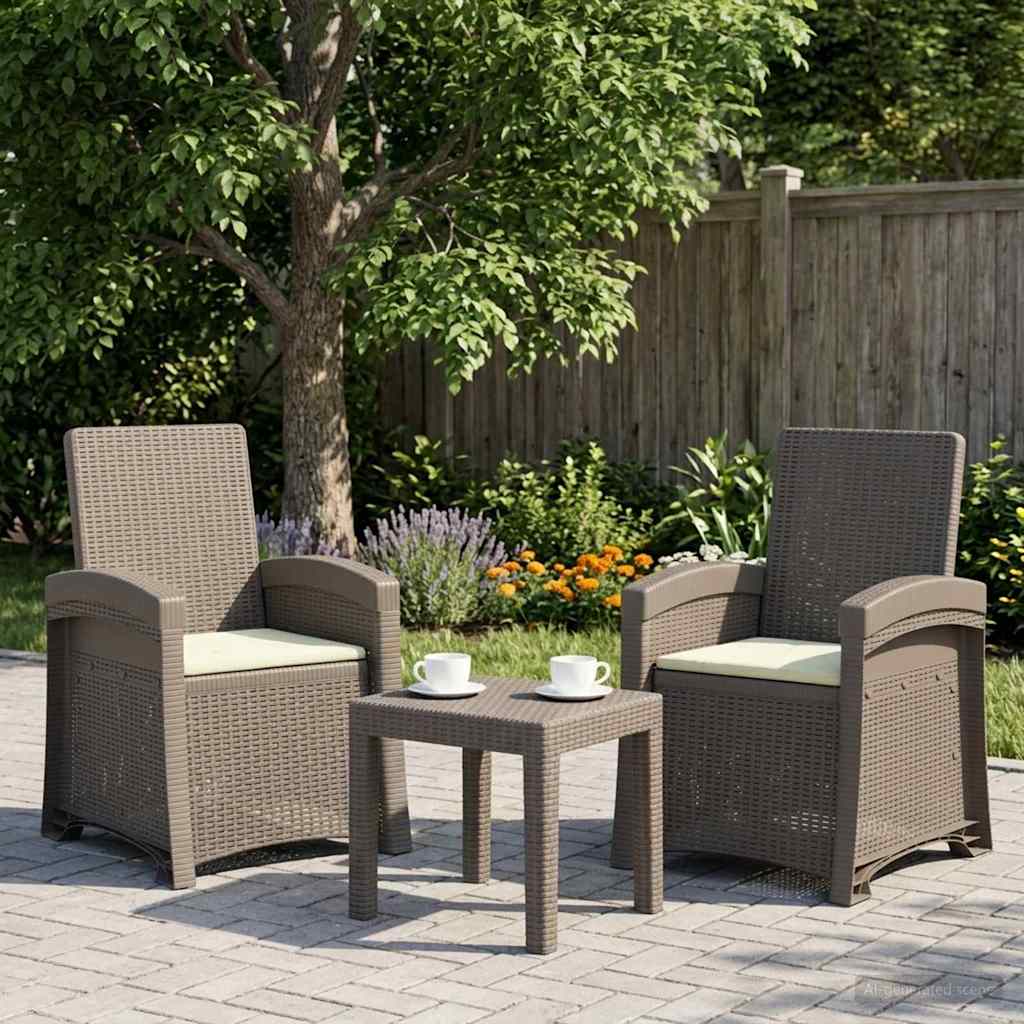 Liegesessel Garten Rattan-Optik 2 pcs Hellgrau und Creme PP