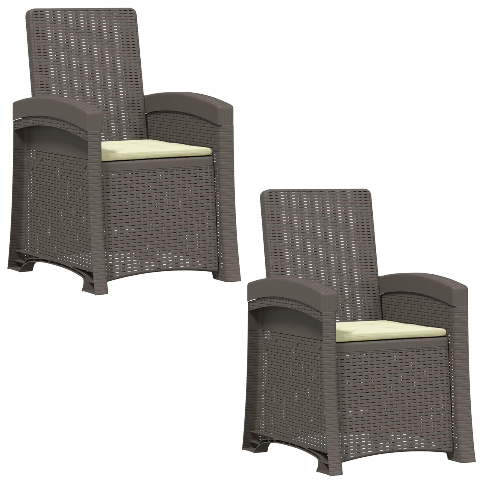 Liegesessel Garten Rattan-Optik 2 pcs Hellgrau und Creme PP
